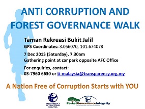 WALK THE TALK: TI-M will be organising its ‘Anti-Corruption and Forest Governance Walk’